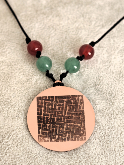 Doğaltaşlı Kufi Ayetel Kürsi Bakır Kolye