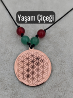 Doğaltaşlı Yaşam Çiçeği Bakır Kolye - Görsel 2