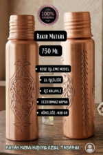 Rose İşleme Model Bakır Matara (750 ml) - Görsel 2