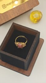 Gül Kuvars Çelik Gold Yüzük - Görsel 4