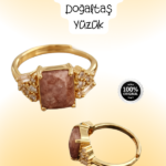 Gül Kuvars Çelik Gold Yüzük