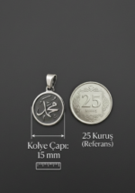 925 Ayar Gümüş Hz. Muhammed (sav) Lafzı & Ayetel Kürsi Kolye - Görsel 5