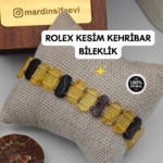 Rolex Kesim Damla Kehribar Bileklik