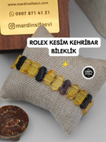 Rolex Kesim Damla Kehribar Bileklik